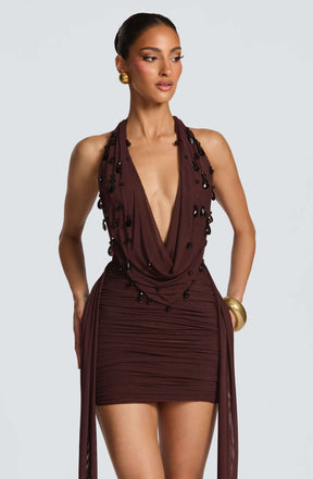 Melona Mini Dress - Plum Brown Ryvelle