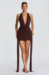 Melona Mini Dress - Plum Brown Ryvelle