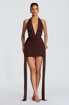 Melona Mini Dress - Plum Brown Ryvelle