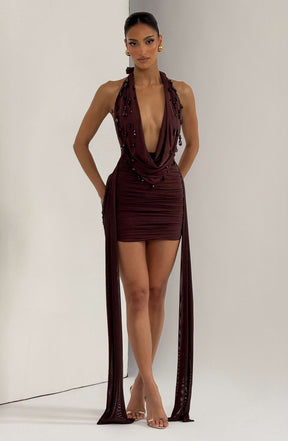 Melona Mini Dress - Plum Brown Ryvelle