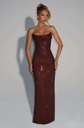 Mirabella Maxi Dress - Plum Brown Ryvelle