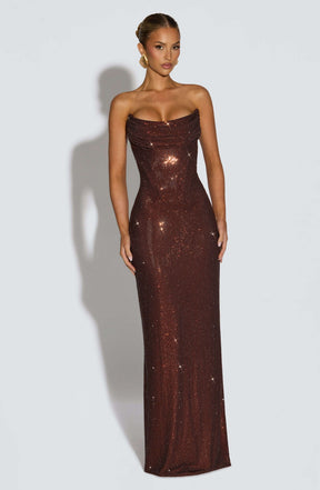 Mirabella Maxi Dress - Plum Brown Ryvelle