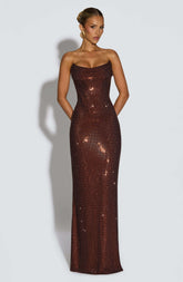 Mirabella Maxi Dress - Plum Brown Ryvelle