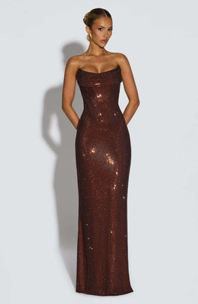 Mirabella Maxi Dress - Plum Brown Ryvelle