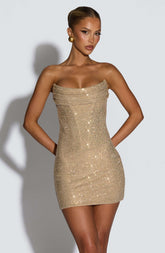 Mirabella Mini Dress - Gold Ryvelle