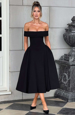 Miranda Midi Dress - Black Ryvelle
