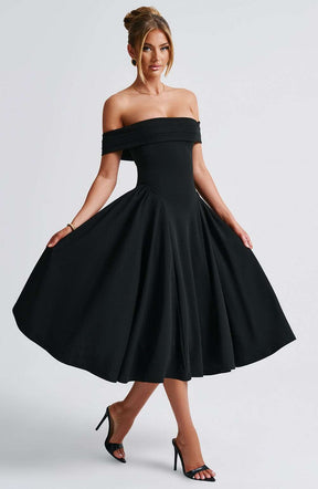Miranda Midi Dress - Black Ryvelle