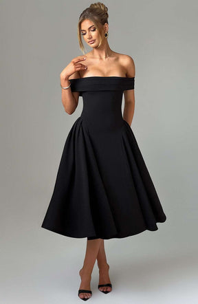 Miranda Midi Dress - Black Ryvelle