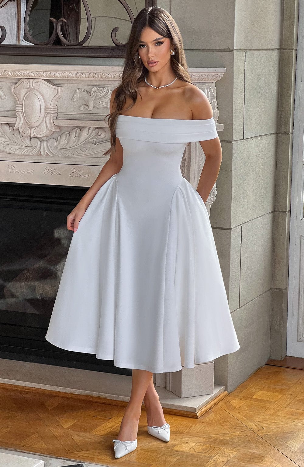 Miranda Midi-Kleid – Elfenbein