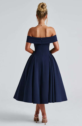 Miranda Midi Dress - Navy Ryvelle