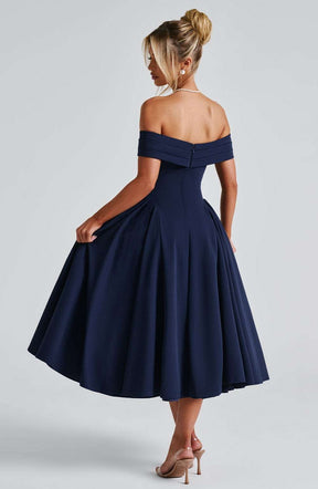 Miranda Midi Dress - Navy Ryvelle