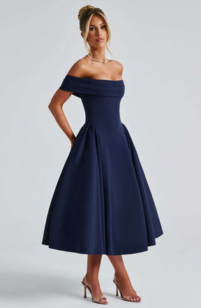 Miranda Midi Dress - Navy Ryvelle