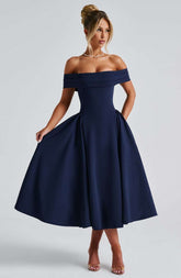 Miranda Midi Dress - Navy Ryvelle