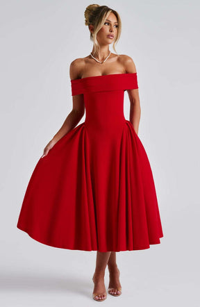 Miranda Midi Dress - Red Ryvelle