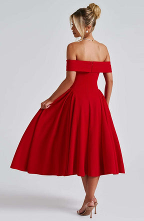 Miranda Midi Dress - Red Ryvelle