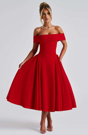 Miranda Midi Dress - Red Ryvelle
