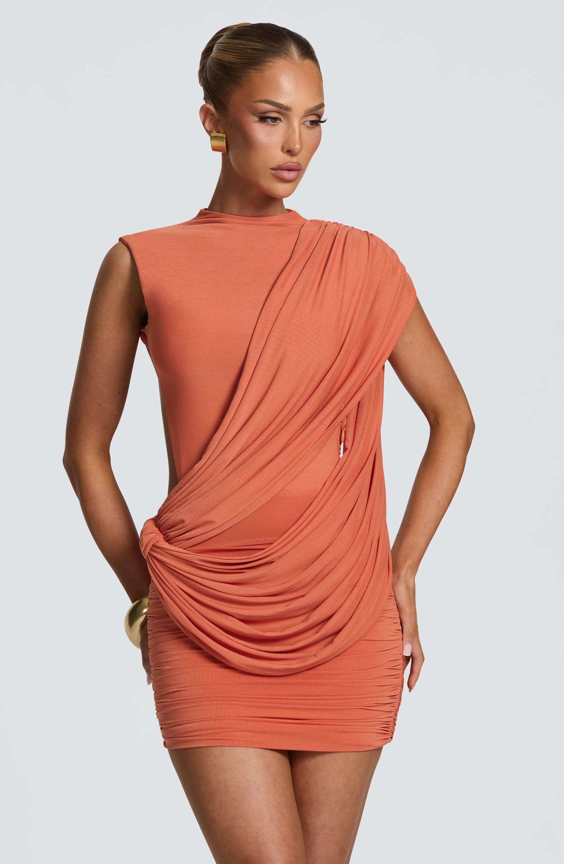Mireya Mini Dress - Burnt Orange Ryvelle