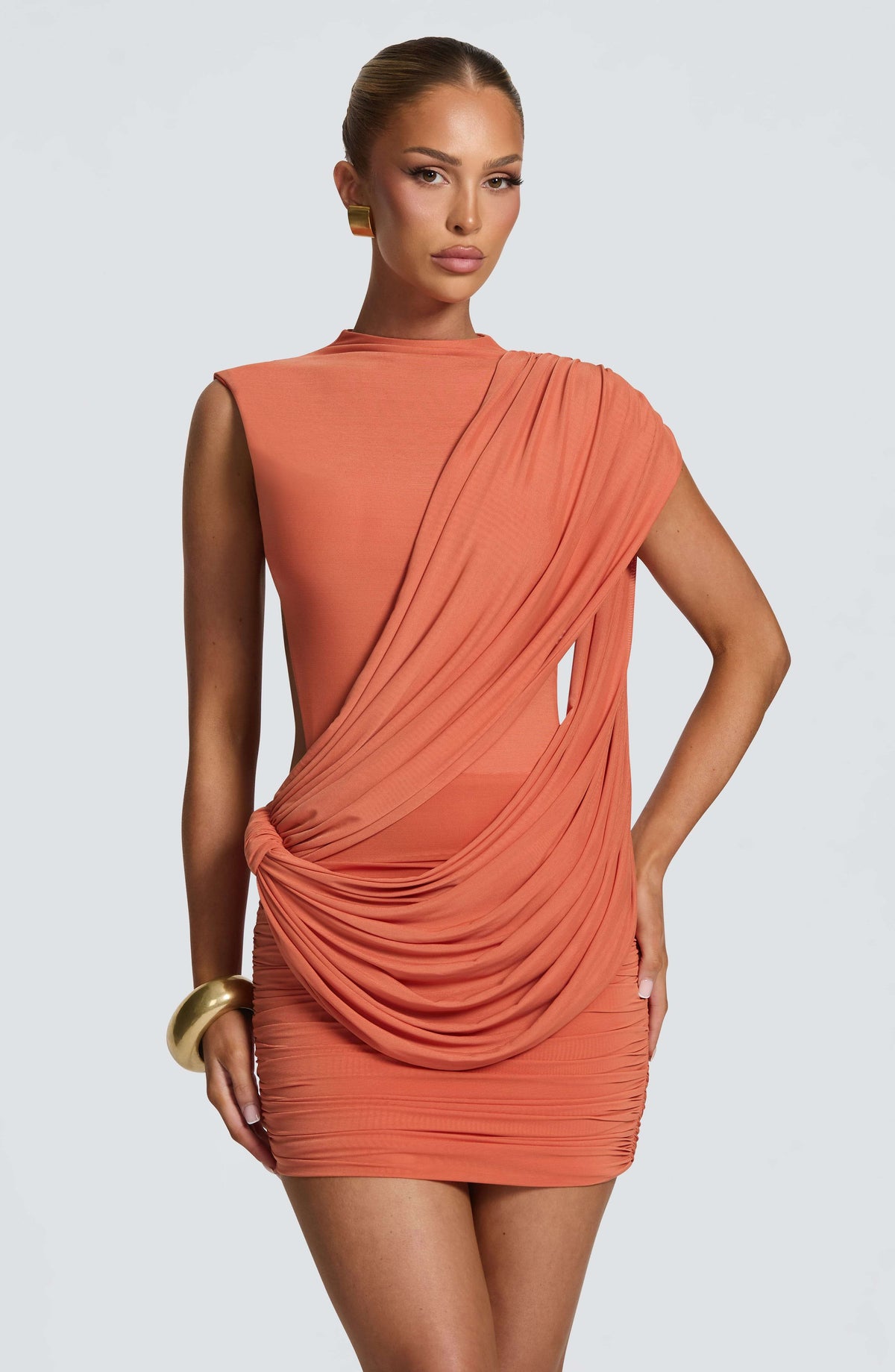 Mireya Mini Dress - Burnt Orange Ryvelle