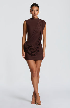 Mireya Mini Dress - Plum Brown Ryvelle