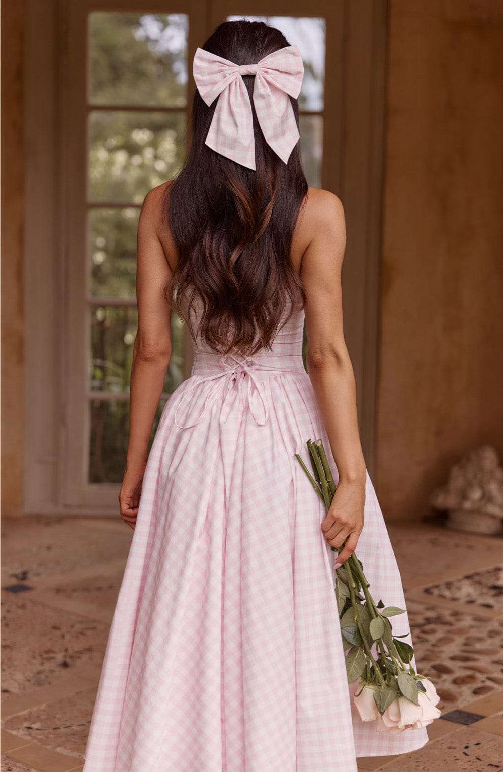Mitzi Bow - Blush Gingham Ryvelle