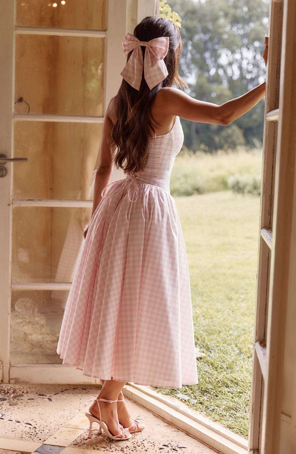Mitzi Bow - Blush Gingham Ryvelle