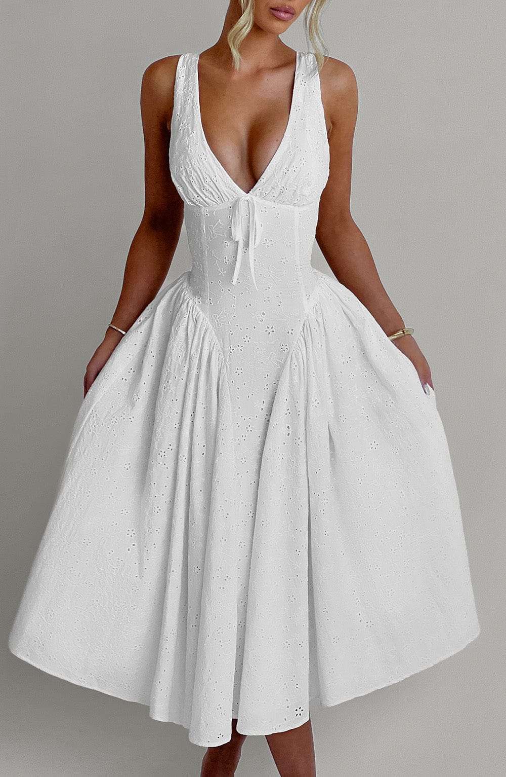 Monroe Midi Dress - Ivory Ryvelle