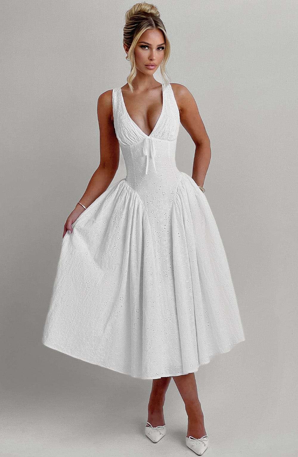 Monroe Midi Dress - Ivory Ryvelle