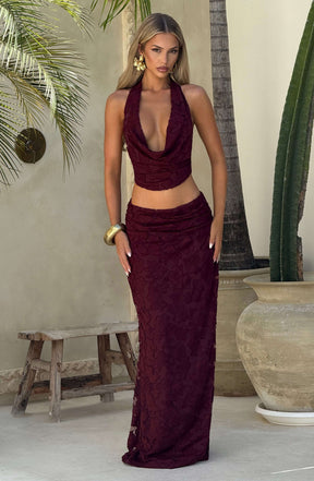 Myra Maxi Skirt - Cherry Lacquer Ryvelle