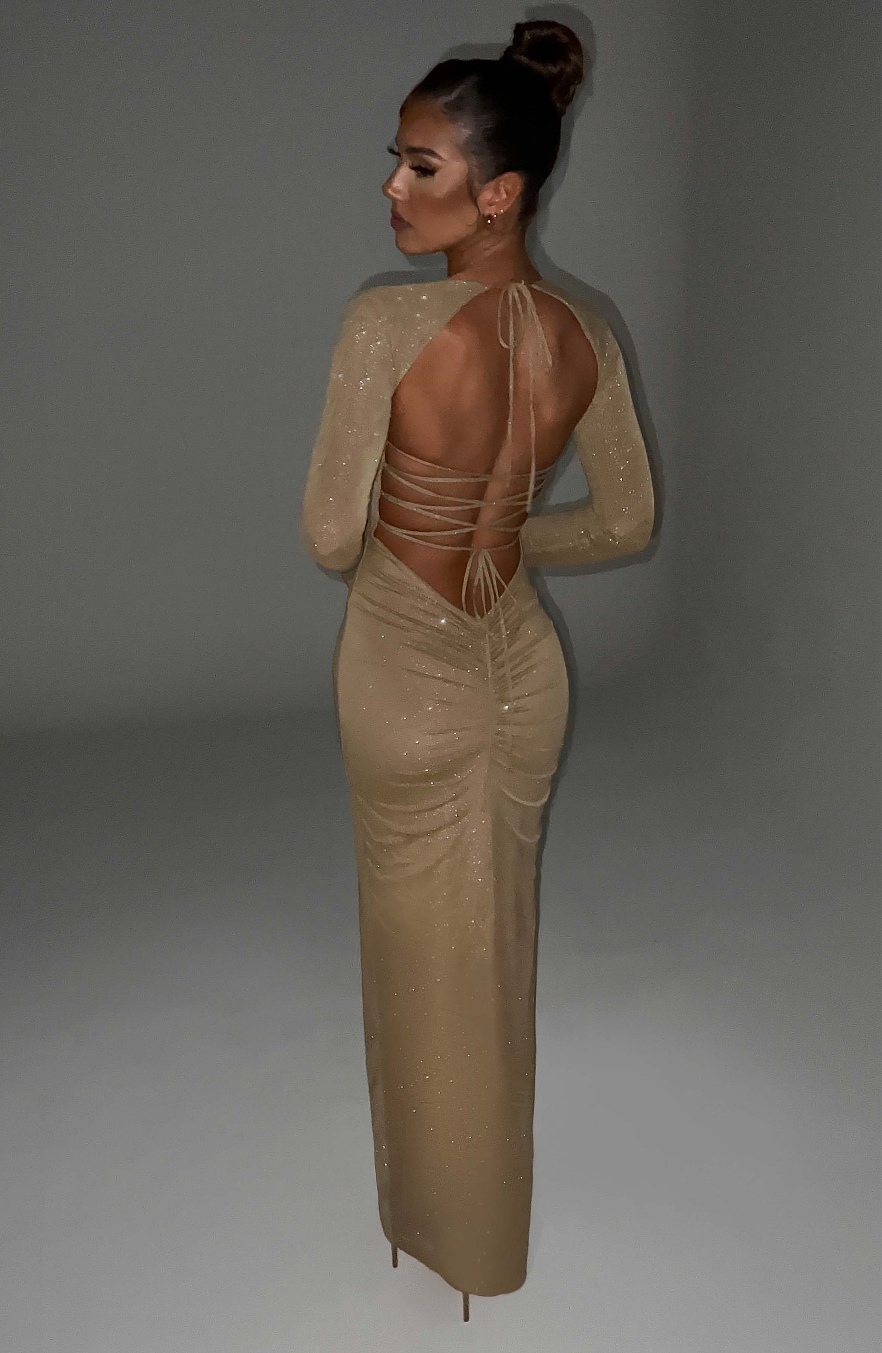 Nadia Maxi Dress - Gold Sparkle Ryvelle