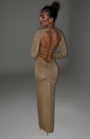 Nadia Maxi Dress - Gold Sparkle Ryvelle