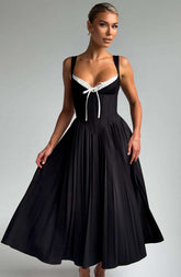 Natassia Midi Dress - Black/White Ryvelle