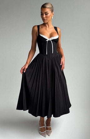 Natassia Midi Dress - Black/White Ryvelle