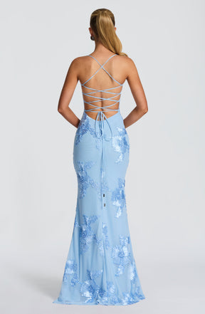 Robe longue Nefertiti - Bleu Glace
