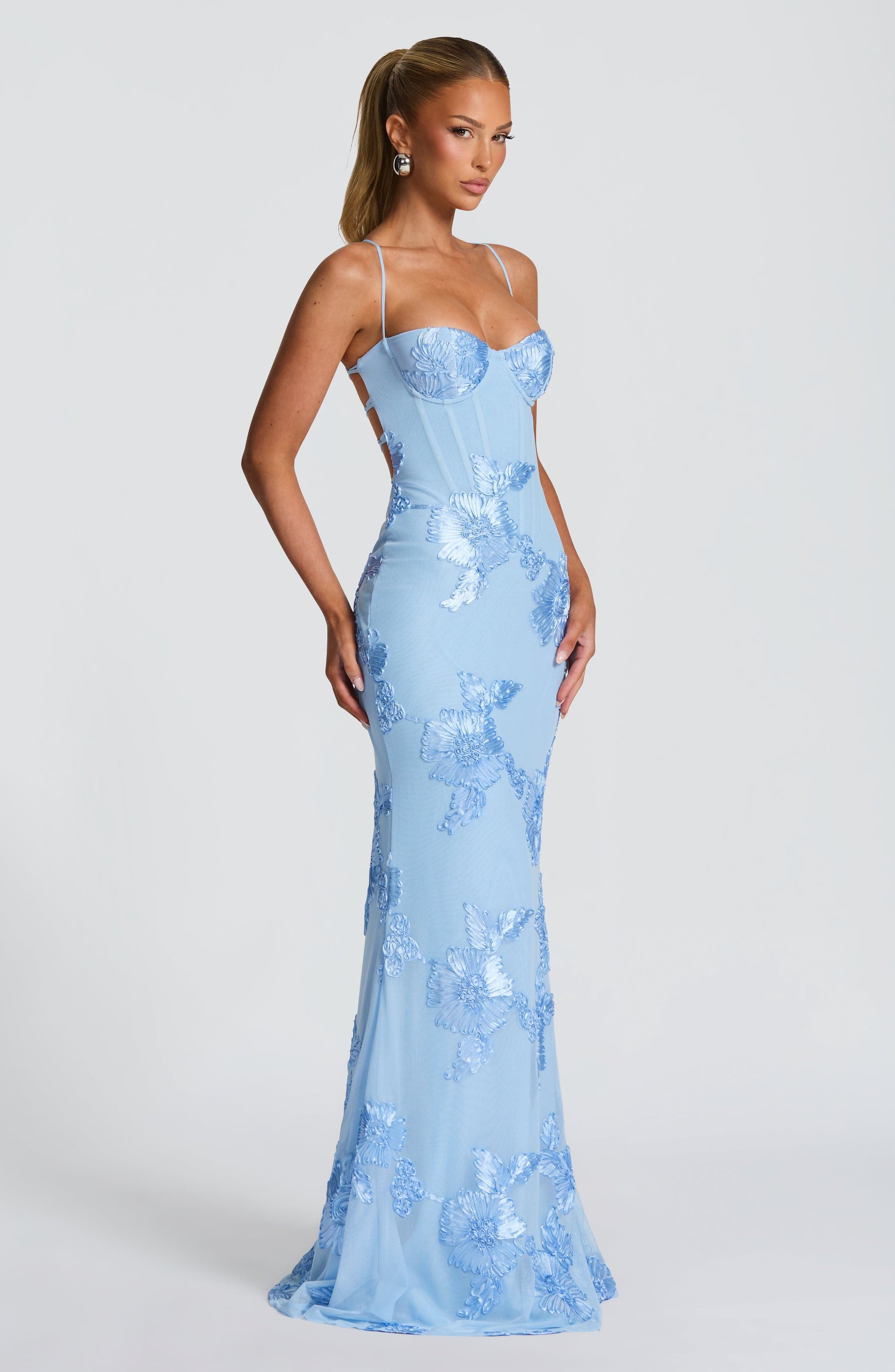 Robe longue Nefertiti - Bleu Glace