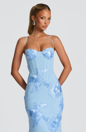 Robe longue Nefertiti - Bleu Glace