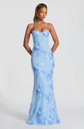 Robe longue Nefertiti - Bleu Glace