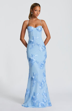 Robe longue Nefertiti - Bleu Glace