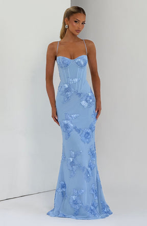 Robe longue Nefertiti - Bleu Glace