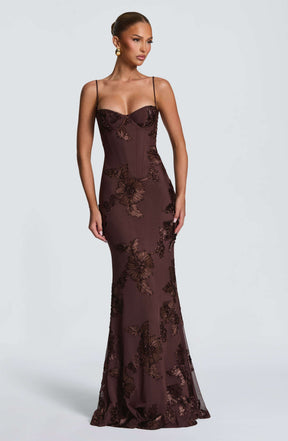 Nefertiti Maxi Dress - Plum Brown Ryvelle