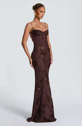 Nefertiti Maxi Dress - Plum Brown Ryvelle