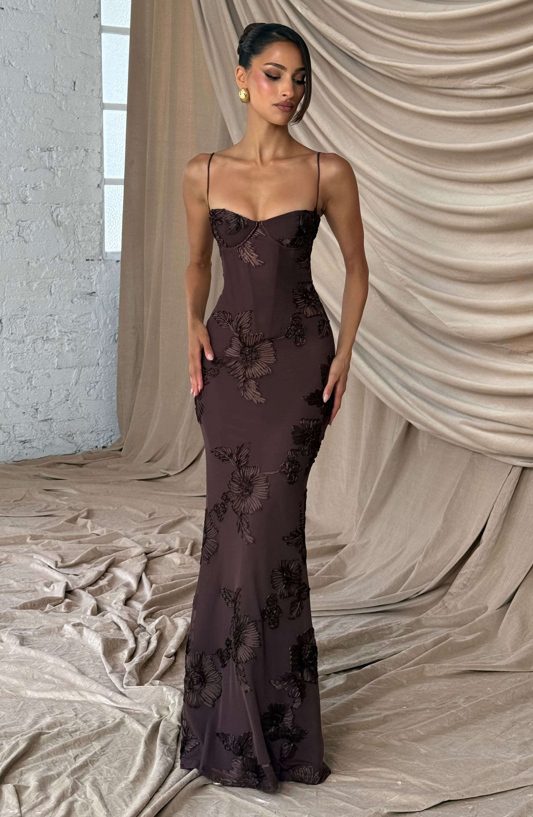 Nefertiti Maxi Dress - Plum Brown Ryvelle