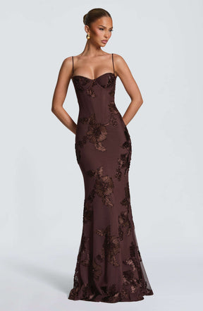 Nefertiti Maxi Dress - Plum Brown Ryvelle