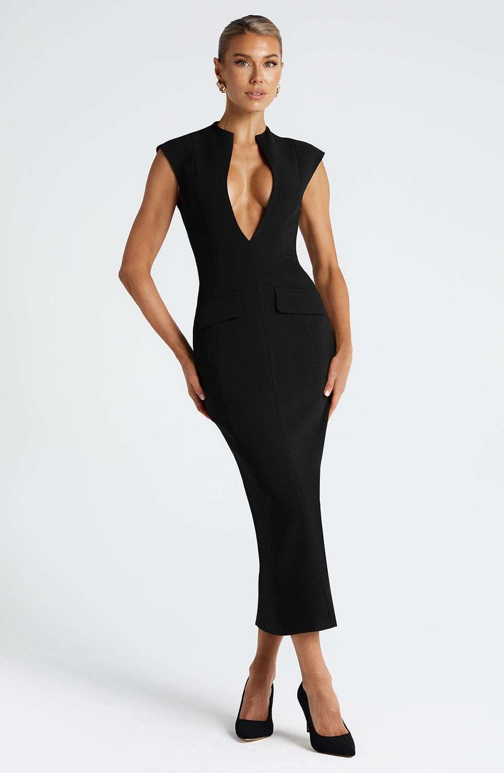 Nellie Midi Dress - Black Ryvelle