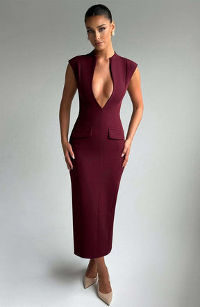 Nellie Midi Dress - Cherry Lacquer Ryvelle