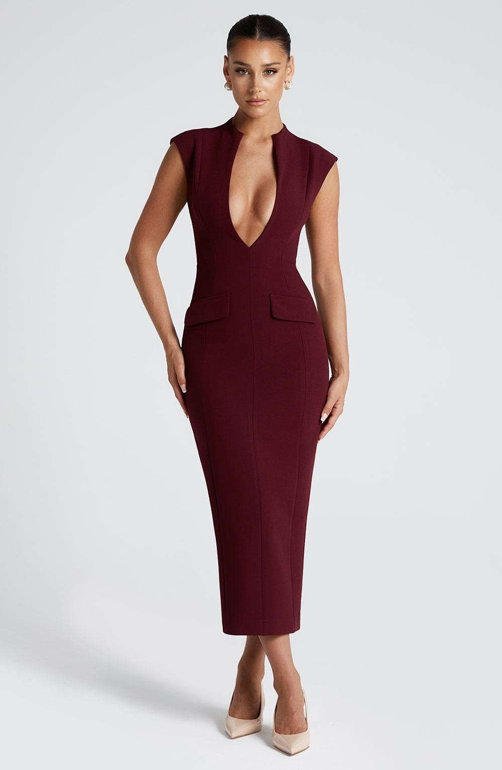 Nellie Midi Dress - Cherry Lacquer Ryvelle