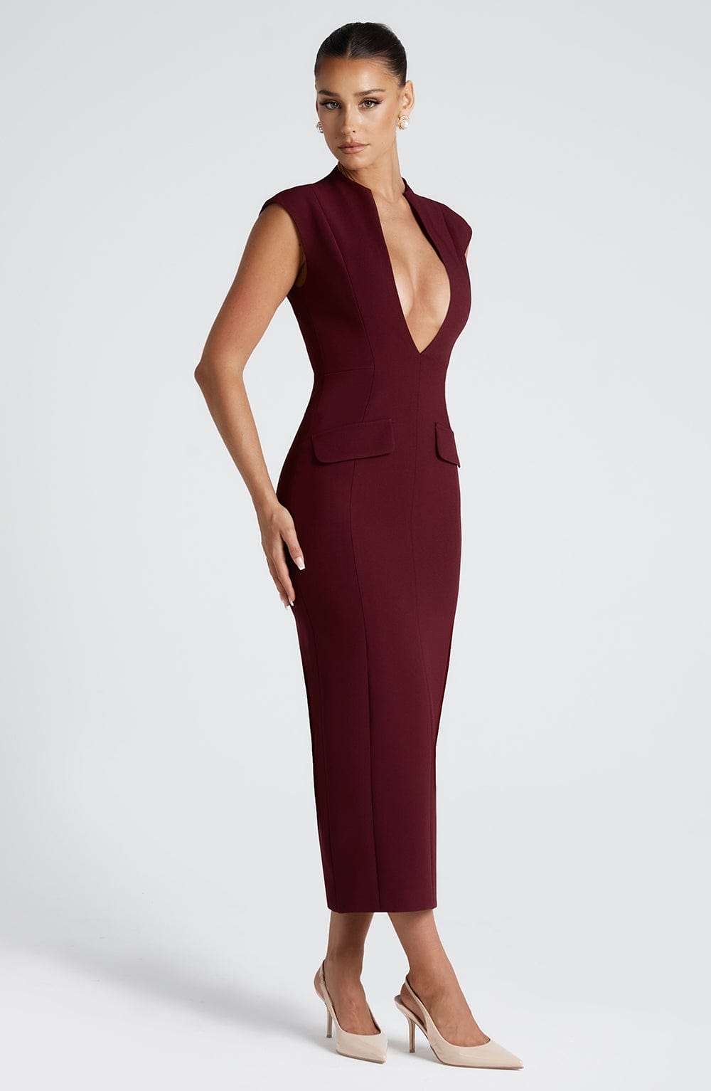 Nellie Midi Dress - Cherry Lacquer Ryvelle