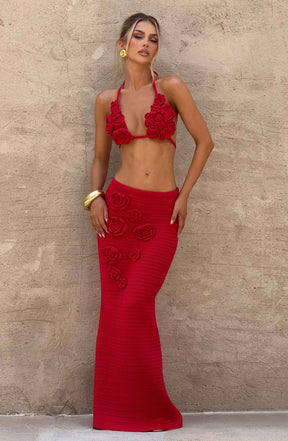 Nerida Maxi Skirt - Red Ryvelle