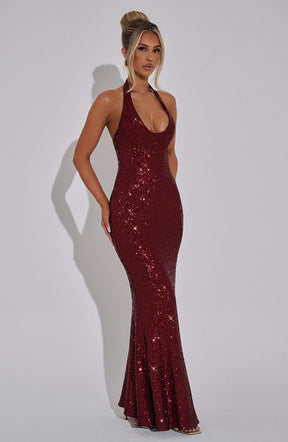 Robe longue Odette - Lie de vin