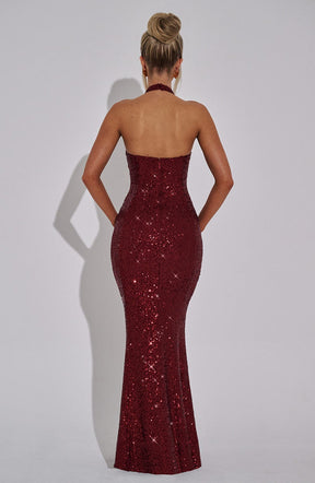 Robe longue Odette - Lie de vin