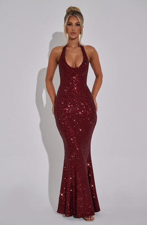 Robe longue Odette - Lie de vin